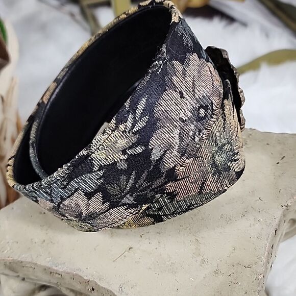 Vintage ECHO Floral Tapestry Belt with Brass Tone Floral Buckle